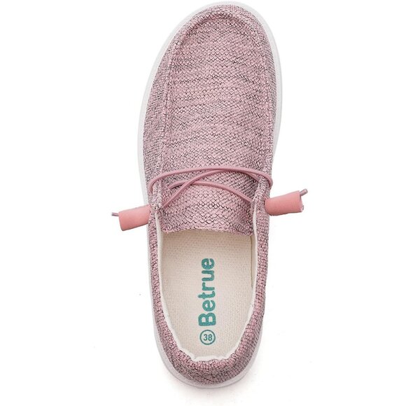 Women's Pink Lightweight Casual Slip On Deck Canvas Loafers Sneakers Boot Shoes - Picture 8 of 8